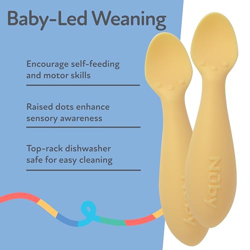 Nuby Mini Silicone Spoons 2-Pack Safe Durable for Baby Feeding