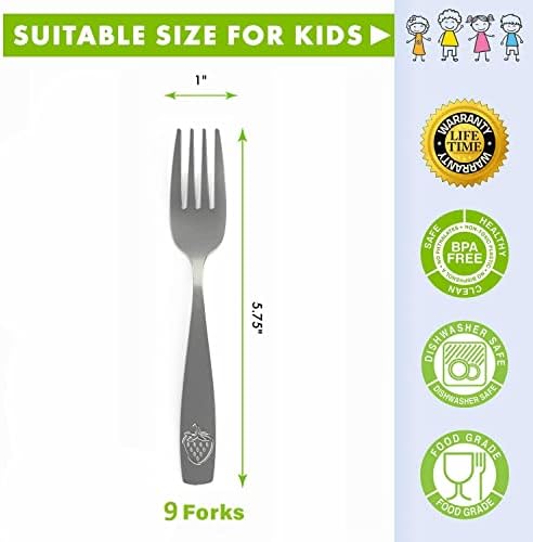 Sturdy Stainless Steel Kids Forks 9-Piece Set for Children