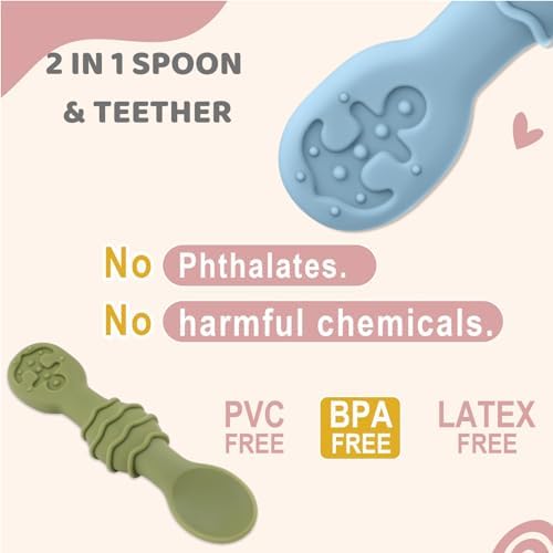 Qkie Silicone Baby Spoons Set of 4 Lollipop Pink