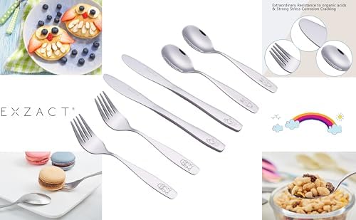 Exzact Childrens Flatware Stainless Steel 6-Piece Set for Toddlers