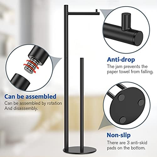 Elegant Toilet Paper Holder with Reserve Black Space-Saving Durable Easy to Install