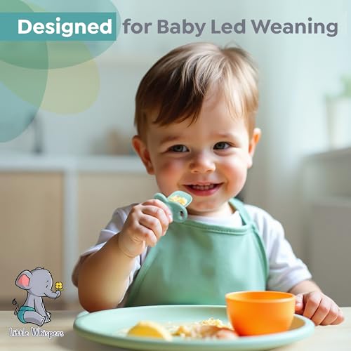 Little Whispers Baby silicone spoons set soft blue 4-pack self feeding