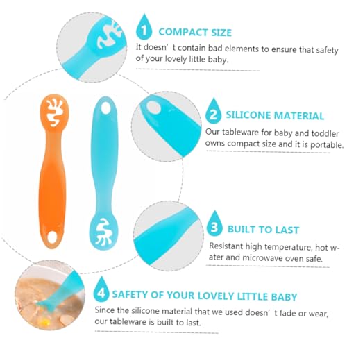 2-Piece Soft silicone learning spoons for toddlers