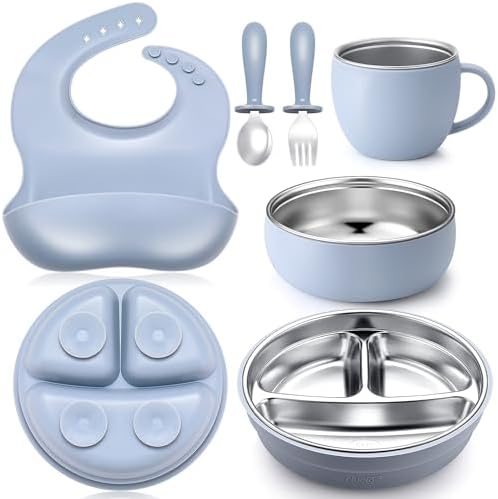 Sturdy stainless steel plates and bowls for toddlers