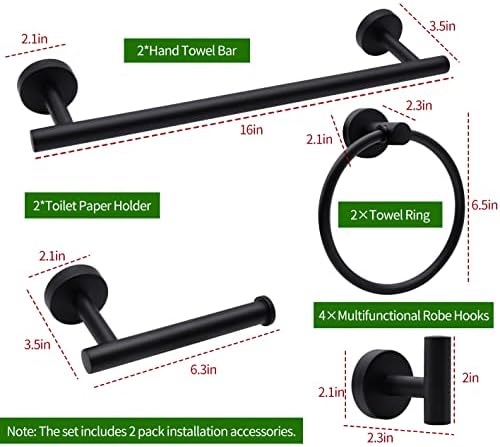 10-Piece 16 Black Towel Bathroom Hardware Set