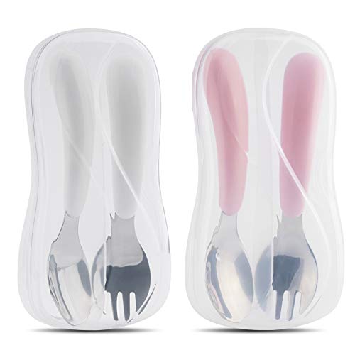 Kirecoo 2-Pack Toddler Utensils with Travel Cases Safe Portable