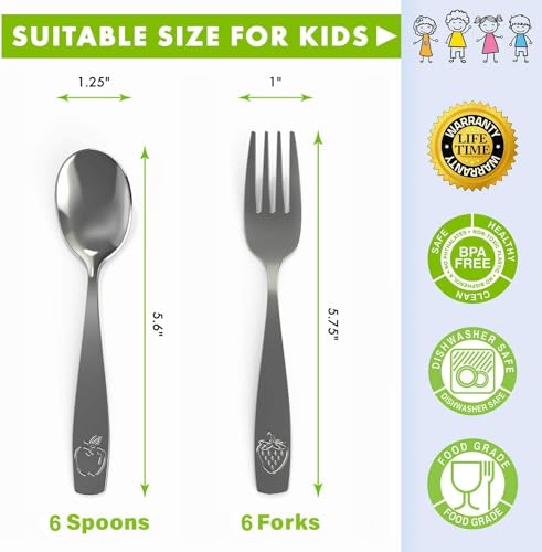 CHILLOUT LIFEStainless Steel Kids Silverware Set 24pc- 2 Pack of 12
