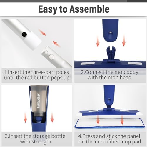 Spray Mop with 3 Resuable Pads and Refillable Bottle