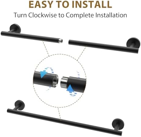 Luxbaro 24-Inch Matte Black Towel Bar