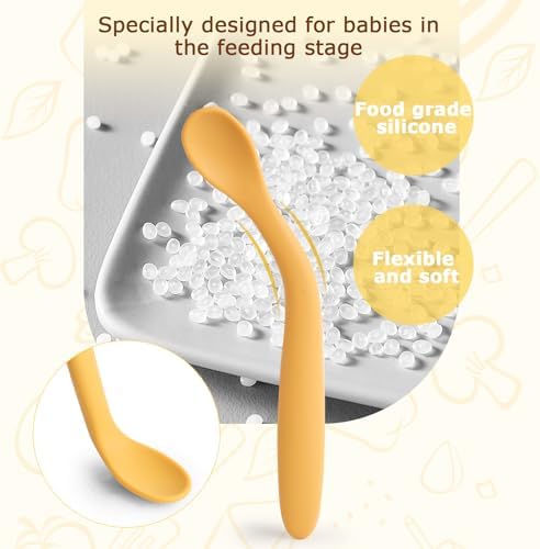 HANSGO Silicone Feeding Spoons 8PCS Pink Set for Babies