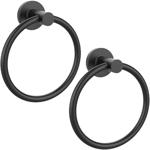 Sturdy Stainless Steel Towel Rings Matte Black 2-Pack