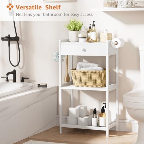 MEUISBathroom Standing Shelf for White Bauism Farmhouse Style Storage Solution