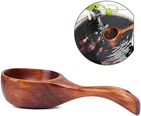 Portable Kitchen Restaurant Thickened Rice Scoop Wooden Handle Durable Solid Stainless Steel