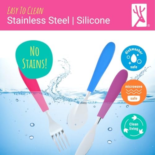 Perfect Kids Silverware with Silicone Handle Safe and Fun for Little Hands