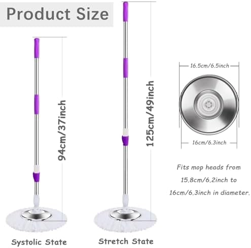 Midremer Spin Mop Handle 49-inch Stainless Steel