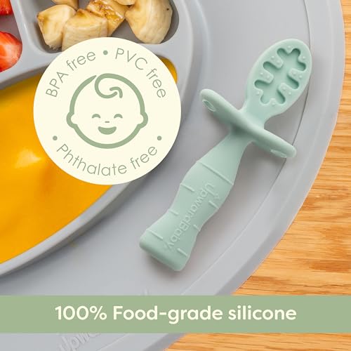 UpwardBaby 3-Pack Silicone Baby Feeding Spoons with Anti-Choke Barrier