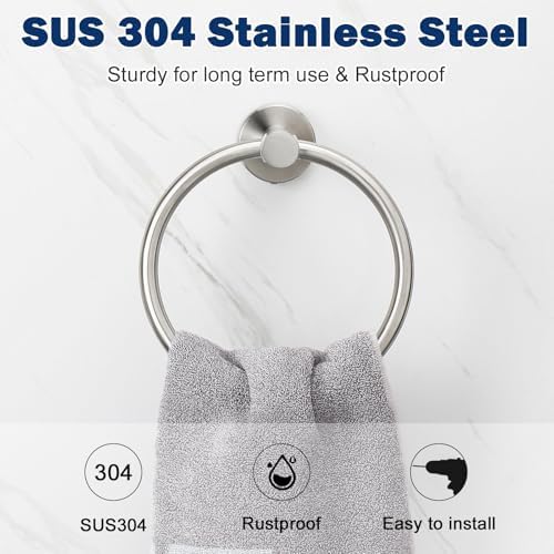 NearMoon 304 Rust-Resistant Bath Towel Ring Brushed Nickel
