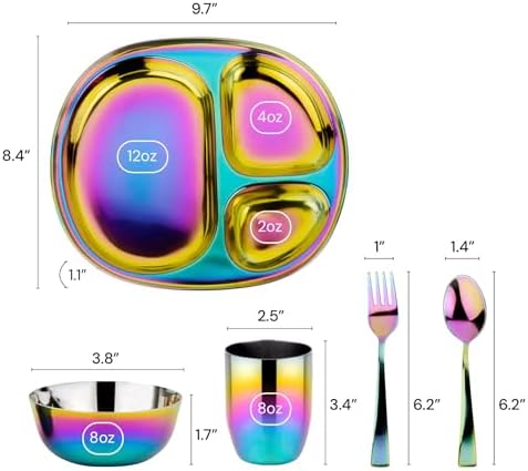 Ahimsa Kids Toddler Plate and Bowl Set Safe Fun for Meals