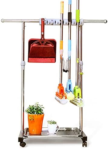 Sturdy Mop Broom Holder Stainless Steel Organizing Rack
