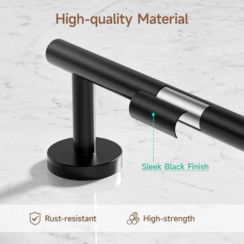 USHOWER Matte Black 24-Inch 4-Piece Bathroom Hardware Set