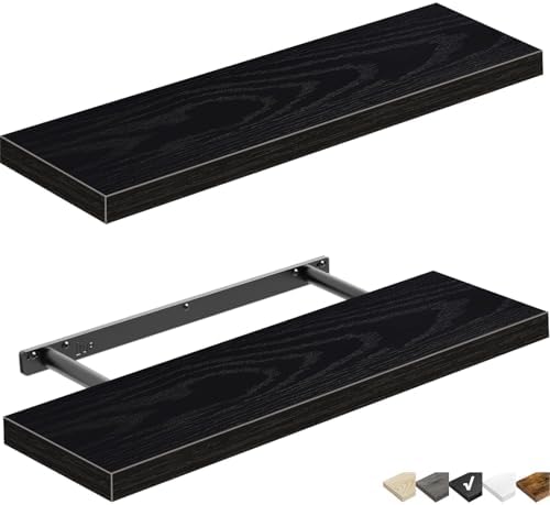 QEEIG Bathroom Shelves Set of 2 Black - 24 inches Long