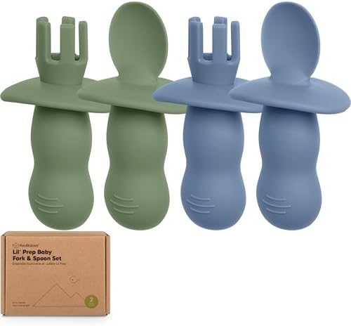 KeaBabies 4-Piece Silicone Baby Spoons Forks Set