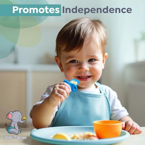Little Whispers Baby Silicone Spoons Neon Design Ergonomic Easy to Grip 4 Pack