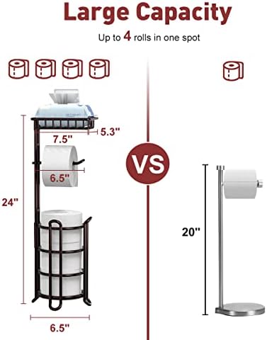 HEAVY DURABILITY TOILET PAPER HOLDER WITH SPACE SAVING DESIGN AND EXTRA STORAGE