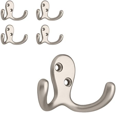 5-Pack Doubled Wall Hooks for Coats Bags and more