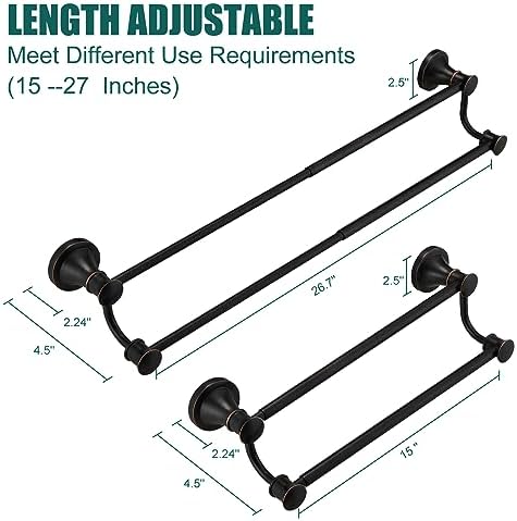 Hoimpro Adjustable 15-27-inch Retractable Stainless Steel Towel Bar