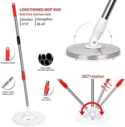 Stainless Steel 61 Extended Handle Spinning Mop Bucket System