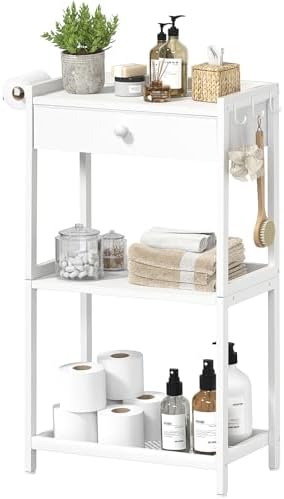 MEUISBathroom Standing Shelf for White Bauism Farmhouse Style Storage Solution