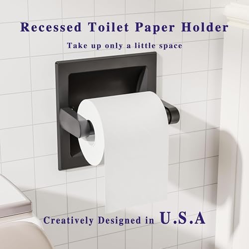 WZKALY Matte Black Recessed Toilet Paper Holder