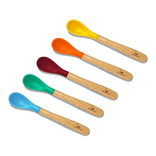 Avanchy Bamboo Silicone Baby Training Spoon - Soft Tips for Gums ilton