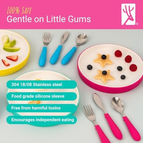 Perfect Kids Silverware with Silicone Handle Safe and Fun for Little Hands