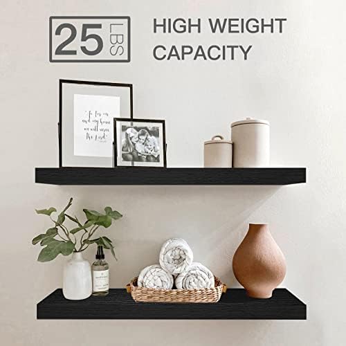 QEEIG Bathroom Shelves Set of 2 Black - 24 inches Long