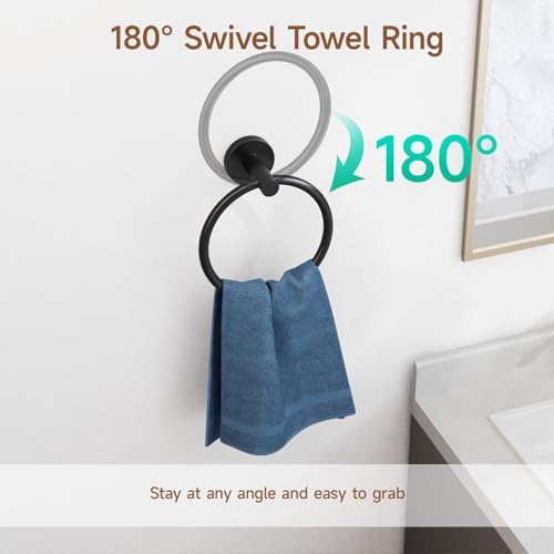 USHOWER Matte Black 24-Inch 4-Piece Bathroom Hardware Set