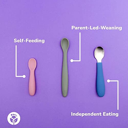 WeeSprout Toddler Utensils 3 Forks Spoons Easy Grip Dishwasher Safe