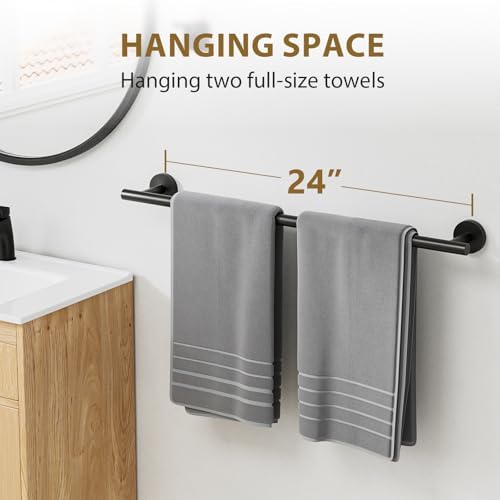 Luxbaro 24-Inch Matte Black Towel Bar