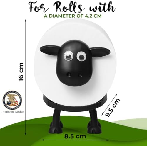 VELENTI Sheep Toilet Roll Holder Funny Bathroom Set Black Hilarious Storage