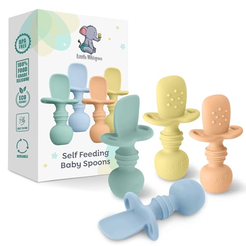 Little Whispers Baby Silicone Spoons - Self-Feeding 4-Pack