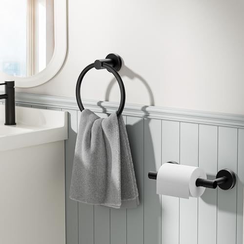 FORIOUS Matte Black Wall-Mounted Toilet Paper Holder