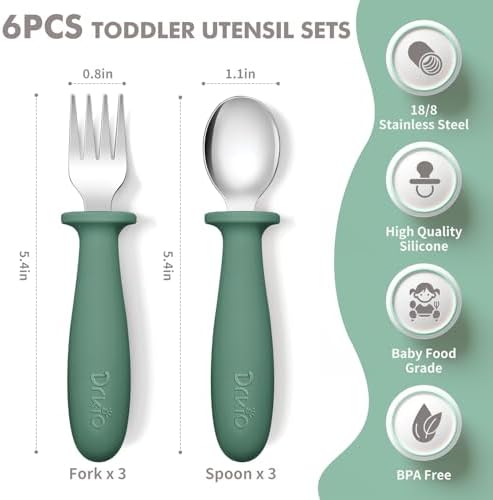DRKIO Toddler Utensils Set - Safe Fun and Durable for Kids