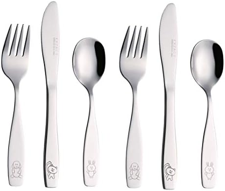 Exzact Childrens Flatware Stainless Steel 6-Piece Set for Toddlers