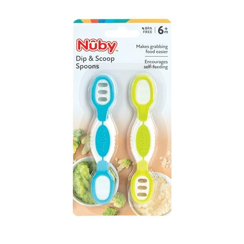 Nuby Dip Scoop Spoons 2-Pack Aqua Yellow