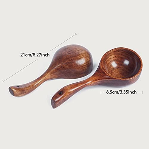 Portable Kitchen Restaurant Thickened Rice Scoop Wooden Handle Durable Solid Stainless Steel