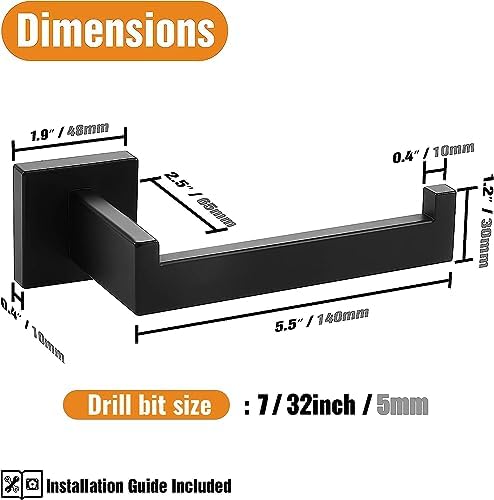 Sturdy Matte Black Wall-Mounted Toilet Paper Holder