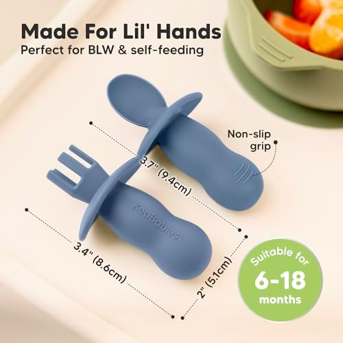 KeaBabies 4-Piece Silicone Baby Spoons Forks Set