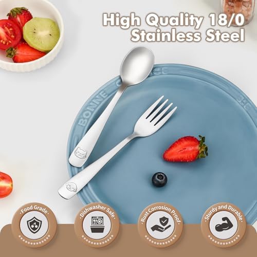 DRKIO Safe Stainless Steel Flatware for Kids