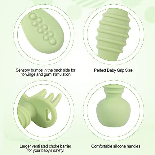 LUTER 4pcs Silicone Baby Spoons Matcha Green
